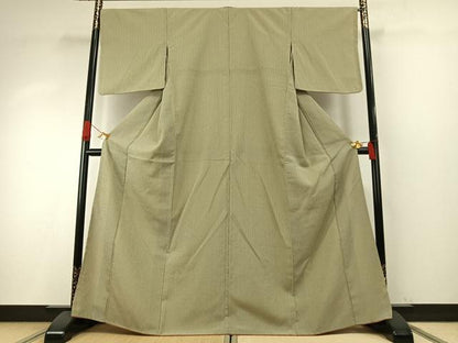 平和屋着物●お召　縞　正絹　逸品　AABH5135fy