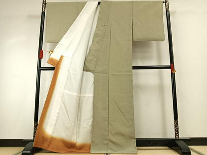 平和屋着物●お召　縞　正絹　逸品　AABH5135fy
