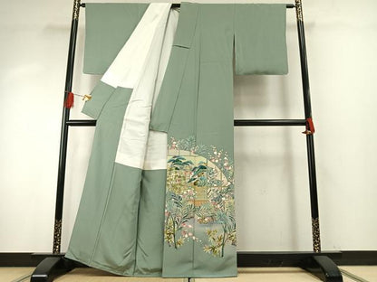 平和屋着物●訪問着　友禅　作家物　松竹梅　暈し染め　正絹　逸品　AABH5142fy