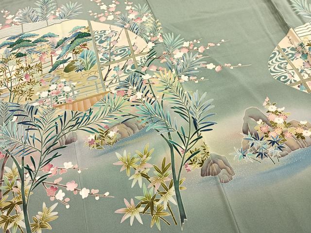 平和屋着物●訪問着　友禅　作家物　松竹梅　暈し染め　正絹　逸品　AABH5142fy 平和屋着物○訪問着 友禅 作家物 松竹梅 暈し染め 正絹 逸品 AABH5142fy