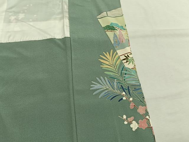 平和屋着物○訪問着 友禅 作家物 松竹梅 暈し染め 正絹 逸品 AABH5142fy
