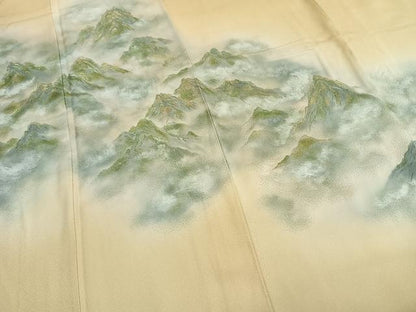 平和屋着物●豪華色留袖　作家物　風景文　暈し染め　金糸　正絹　逸品　AABH5144fy