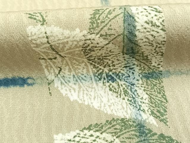 平和屋着物●訪問着　絞り　木葉摺り　格子　色紙舞葉文　正絹　逸品　AABH5145fy