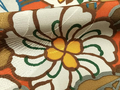 平和屋着物●上質な小紋　草花文　正絹　逸品　AABH5150fy