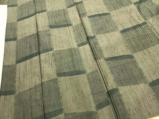 平和屋着物●上質な紬　市松文様　正絹　逸品　AABH5154fy