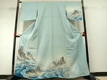 平和屋着物●訪問着　手描き　風景文　暈し染め　正絹　逸品　AABH5155fy