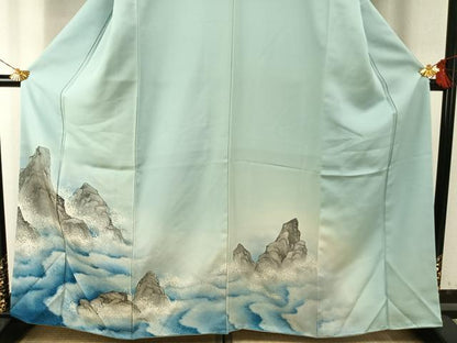平和屋着物●訪問着　手描き　風景文　暈し染め　正絹　逸品　AABH5155fy