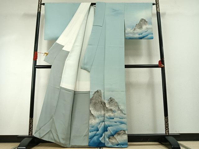 平和屋着物●訪問着　手描き　風景文　暈し染め　正絹　逸品　AABH5155fy