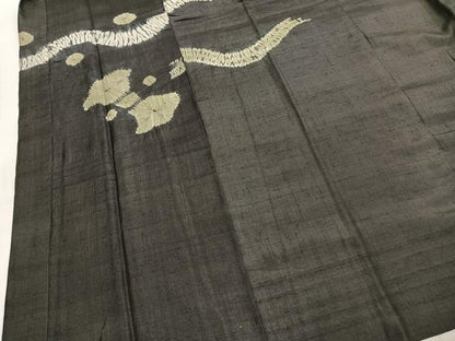 平和屋着物●男性　長襦袢　袷　紬地　絞り　舞花文　正絹　逸品　AABH5157fy