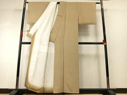 平和屋着物●江戸小紋　万筋　茶色×灰色　正絹　逸品　AABH5164fy