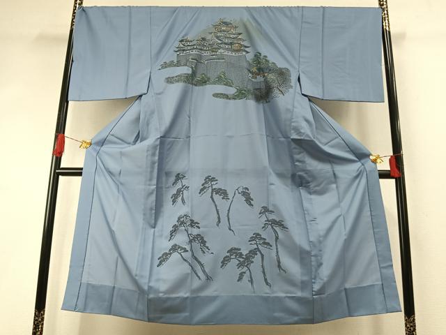 平和屋着物●男性　紬　アンサンブル　長襦袢(無双仕立て)セット　亀甲柄　正絹　逸品　AABH5165fy