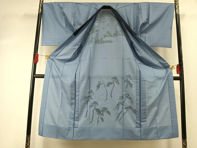 平和屋着物●男性　紬　アンサンブル　長襦袢(無双仕立て)セット　亀甲柄　正絹　逸品　AABH5165fy