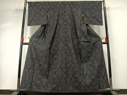 平和屋着物●本場大島紬　花菱文　正絹　逸品　AABH5169fy