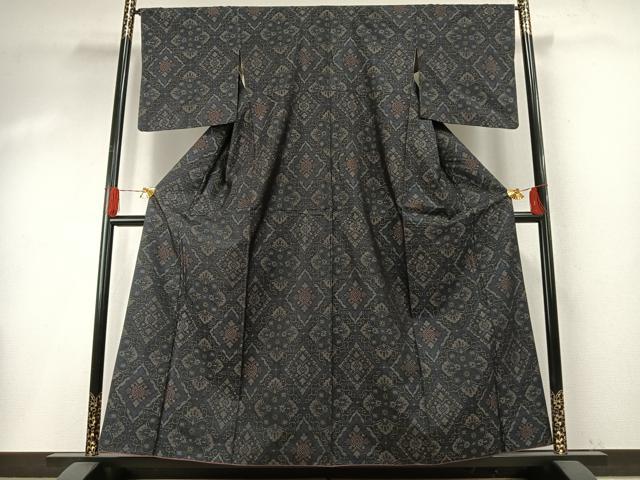 平和屋着物●本場大島紬　花菱文　正絹　逸品　AABH5169fy
