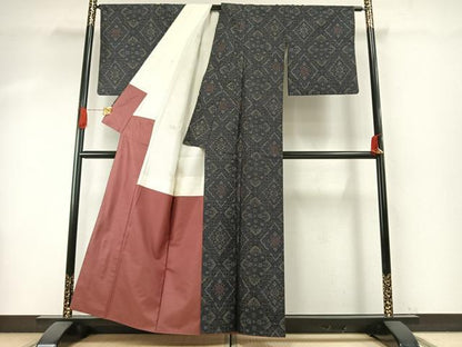 平和屋着物●本場大島紬　花菱文　正絹　逸品　AABH5169fy
