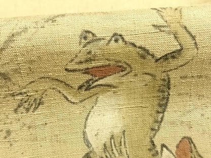 平和屋着物●訪問着　紬地　作家物　手描き　鳥獣戯画　正絹　逸品　AABH5171fy