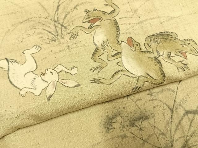 平和屋着物●訪問着　紬地　作家物　手描き　鳥獣戯画　正絹　逸品　AABH5171fy