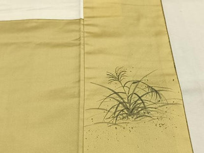 平和屋着物●訪問着　紬地　作家物　手描き　鳥獣戯画　正絹　逸品　AABH5171fy