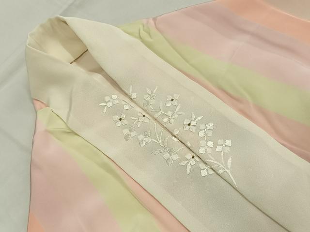 平和屋着物●長襦袢　袷　間道　半衿刺繍　正絹　逸品　AABH5173fy