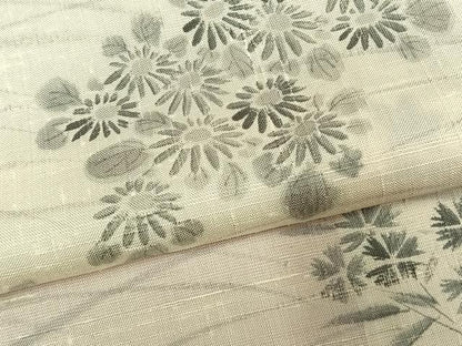 平和屋着物●上質な紬　手描き　草花文　正絹　逸品　AABH5176fy