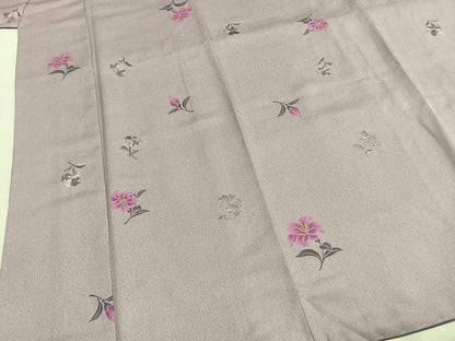 平和屋着物●上質な小紋　刺繍　草花文　金彩　正絹　逸品　AABH5177fy