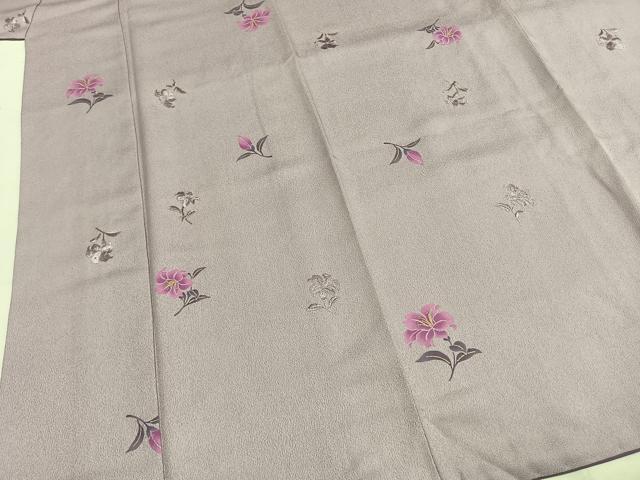平和屋着物●上質な小紋　刺繍　草花文　金彩　正絹　逸品　AABH5177fy