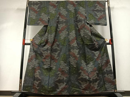 平和屋着物●本場大島紬　一元7マルキ　風景文　正絹　逸品　AABH5180fy