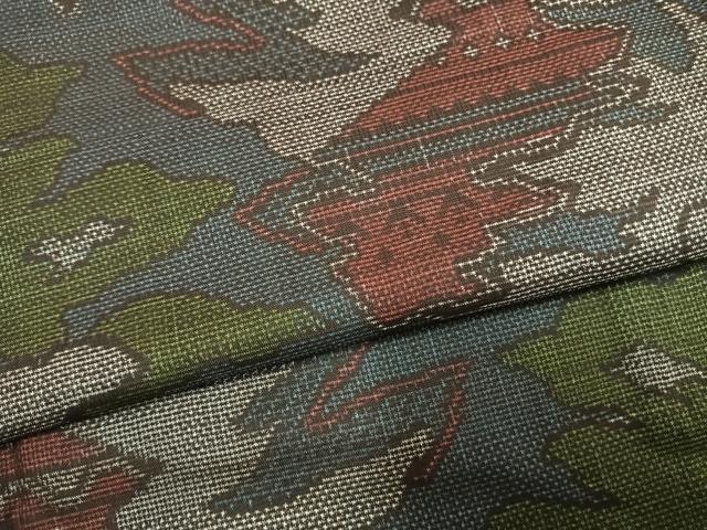 平和屋着物●本場大島紬　一元7マルキ　風景文　正絹　逸品　AABH5180fy