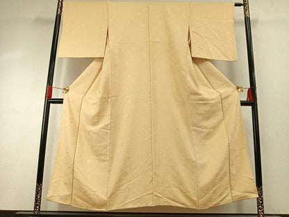 平和屋着物●上質な色無地　舞花地紋　蜂蜜色　正絹　逸品　AABH5182fy