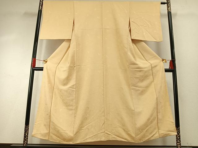 平和屋着物●上質な色無地　舞花地紋　蜂蜜色　正絹　逸品　AABH5182fy