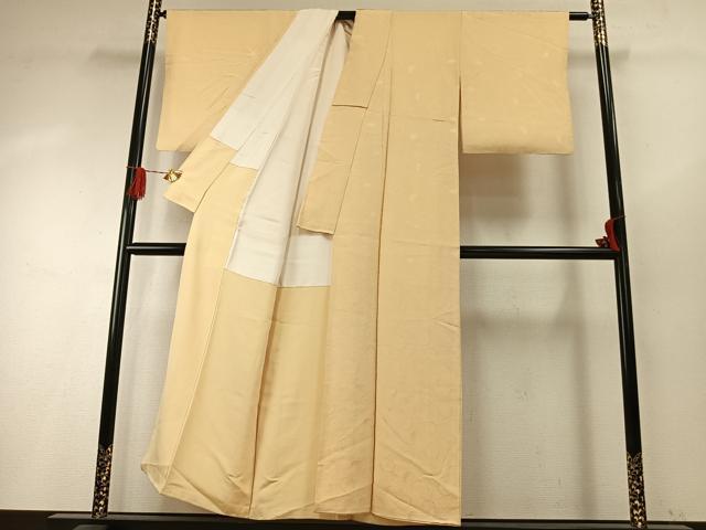平和屋着物●上質な色無地　舞花地紋　蜂蜜色　正絹　逸品　AABH5182fy