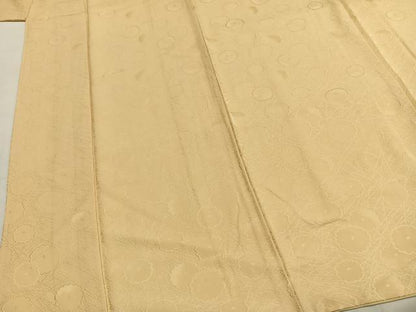 平和屋着物●上質な色無地　舞花地紋　蜂蜜色　正絹　逸品　AABH5182fy