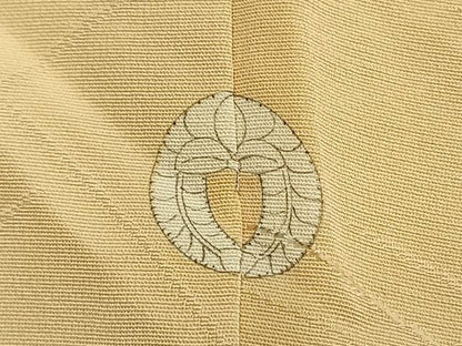 平和屋着物●上質な色無地　舞花地紋　蜂蜜色　正絹　逸品　AABH5182fy