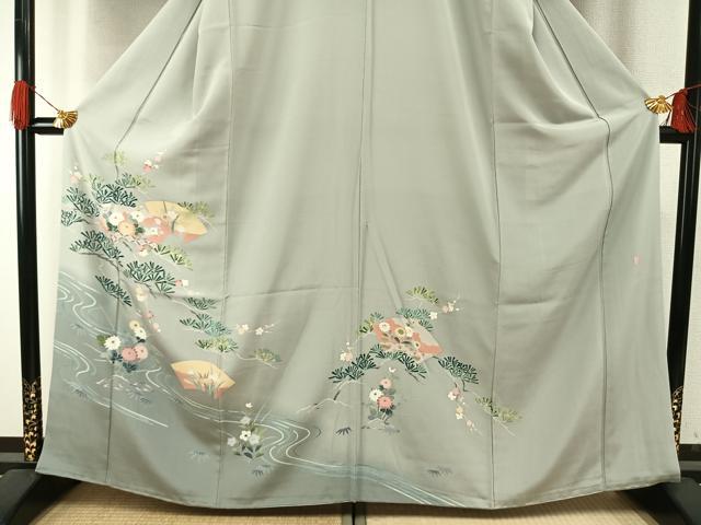 平和屋着物●豪華色留袖　友禅　作家物　松竹梅　扇面花文　暈し染め　正絹　逸品　AABH5186fy