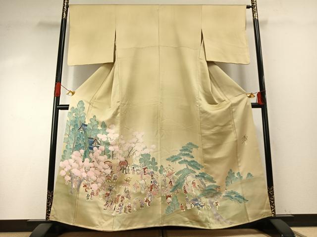 平和屋着物●染色作家　おだに武士　色留袖　風景人物文　暈し染め　正絹　逸品　AABH5187fy