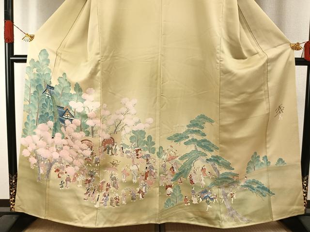 平和屋着物●染色作家　おだに武士　色留袖　風景人物文　暈し染め　正絹　逸品　AABH5187fy