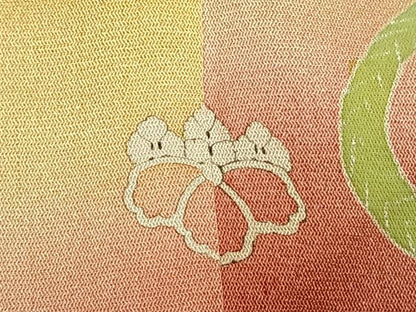 平和屋本店●アンティーク　大正ロマン　振袖　駒刺繍　草花文　暈し染め　正絹　逸品　AABH5192fy