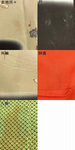 平和屋着物●アンティーク　大正ロマン　小紋　松竹梅　暈し染め　黒地　正絹　逸品　AABH5196fy