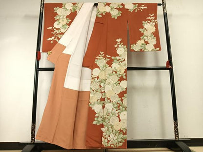 平和屋着物●訪問着　草花文　金銀彩　正絹　逸品　AABH5197fy