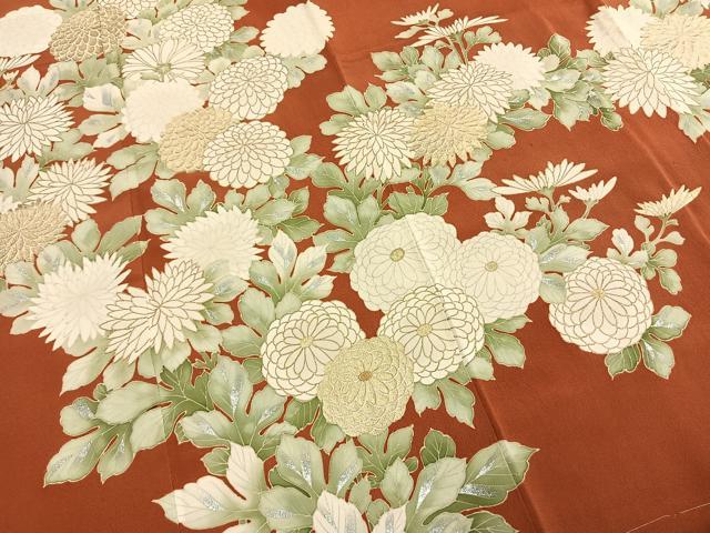 平和屋着物●訪問着　草花文　金銀彩　正絹　逸品　AABH5197fy