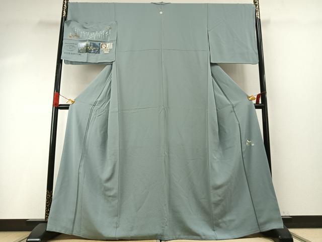 平和屋着物●上質な色無地　作家物　秘色色　健勝苑扱い　反端付き　正絹　逸品　AABH5200fy