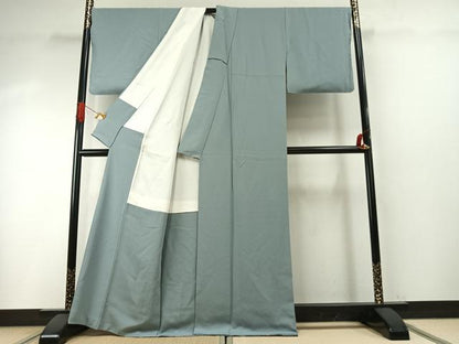 平和屋着物●上質な色無地　作家物　秘色色　健勝苑扱い　反端付き　正絹　逸品　AABH5200fy