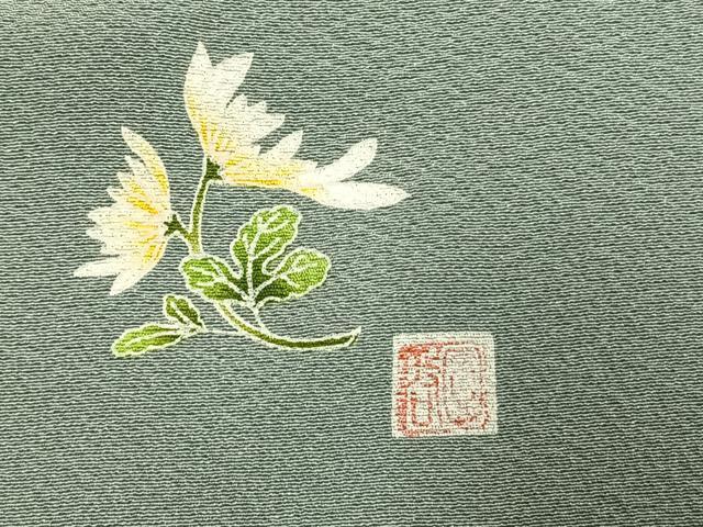 平和屋着物●上質な色無地　作家物　秘色色　健勝苑扱い　反端付き　正絹　逸品　AABH5200fy
