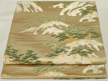 平和屋着物◎六通柄袋帯　唐織　風景文　金銀糸　正絹　逸品　AABH5203ou