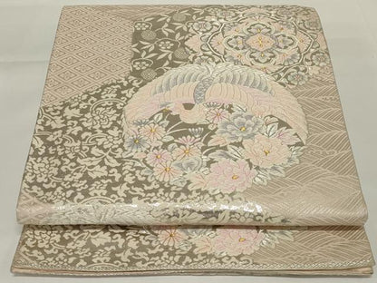 平和屋着物◎六通柄袋帯　唐織　鳳凰花文　金銀糸　正絹　逸品　AABH5205ou