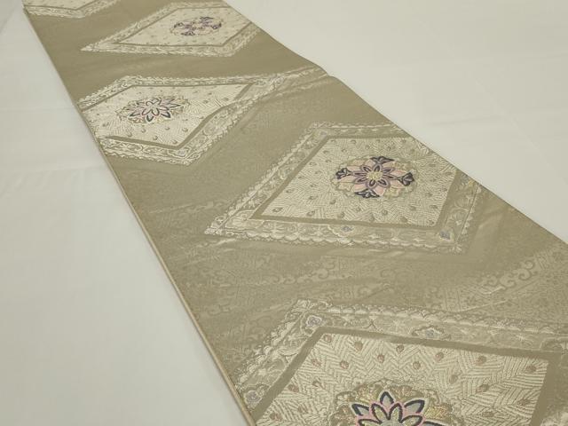平和屋着物◎六通柄袋帯　花菱文　銀糸　正絹　逸品　AABH5212ou