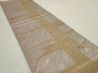平和屋着物◎六通柄袋帯　ふくれ織　なぞり色紙文　正絹　逸品　AABH5226ou