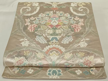 平和屋着物◎六通柄袋帯　唐織　飾花文　金銀糸　正絹　逸品　AABH5234ou
