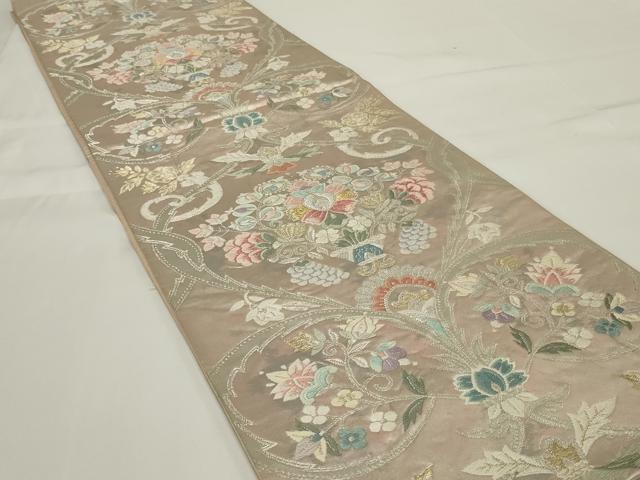 平和屋着物◎六通柄袋帯　唐織　飾花文　金銀糸　正絹　逸品　AABH5234ou