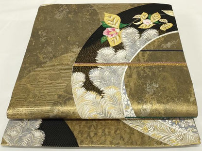 平和屋着物◎六通柄袋帯　唐織　芳椿花　金銀糸　正絹　逸品　AABH5235ou